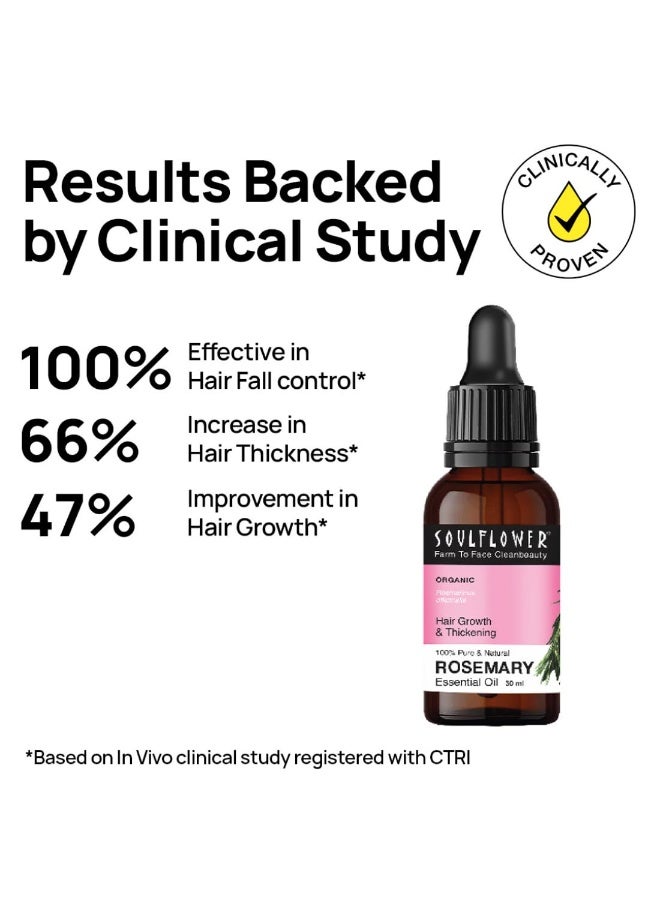 Soulflower Rosemary Essential Oil for Hair Growth, Hair Fall Control, Nourishment & Strengthening, Skin Care| Clinically Tested and Ecocert Certified Organic 100% Pure & Natural Undiluted, 30ml - Image 2